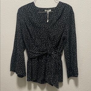 Max Studio Black and White Polka Dot Blouse